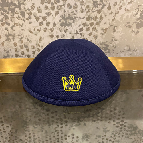 Yarmulka / Navy with Yellow Crown