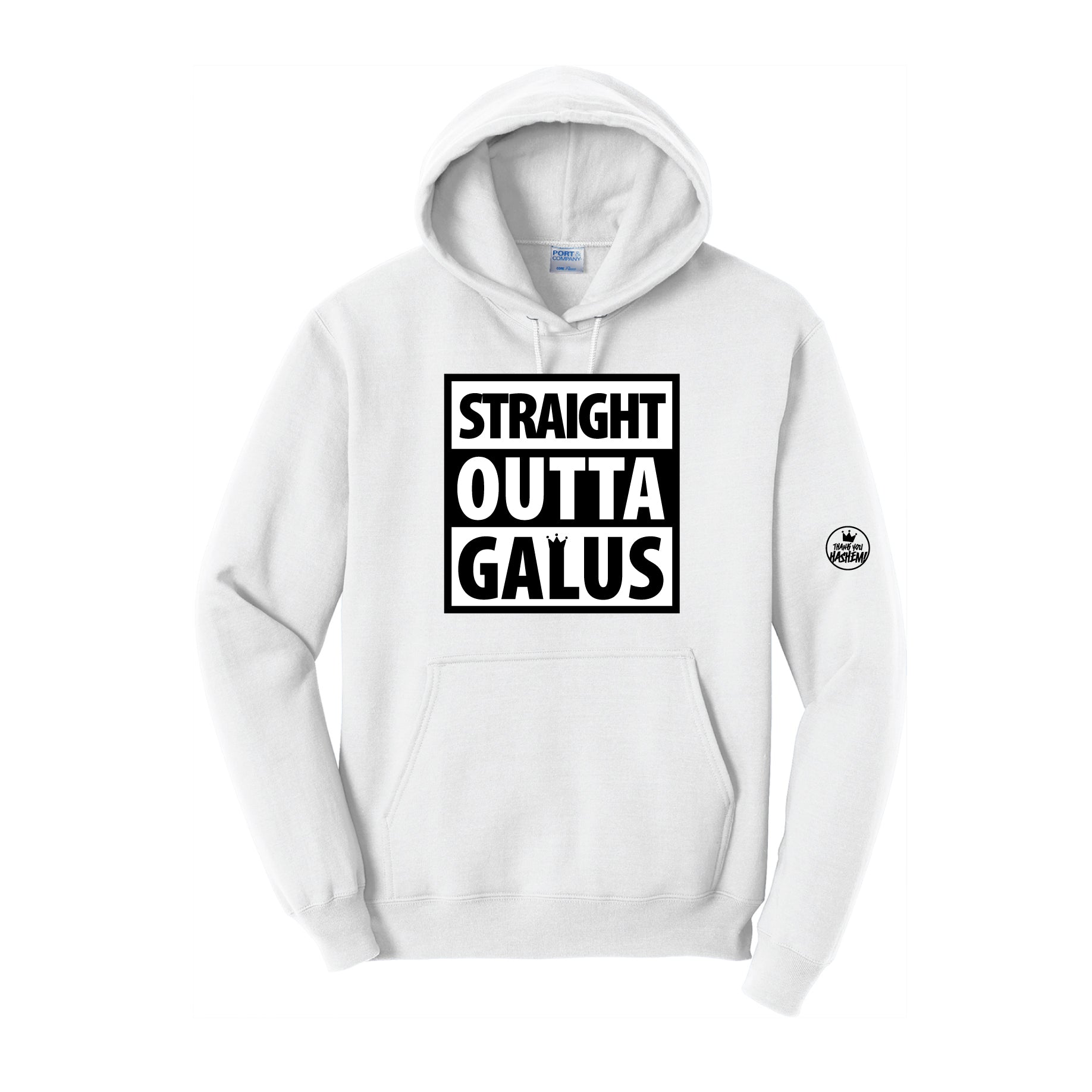 Sweatshirt / Straight Outta Galus / White – Thank You Hashem