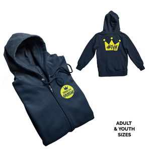 Sweatshirt / Navy with Yellow Logo "TRUE TO SIZE"